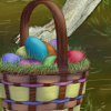 A basket full of Easter eggs after a successful hunt.
